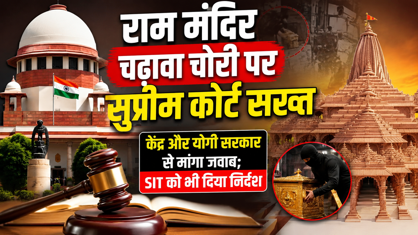 राम मंदिर चढ़ावा चोरी पर सुप्रीम कोर्ट सख्त, केंद्र और योगी सरकार से मांगा जवाब; SIT को भी दिया निर्देश ।